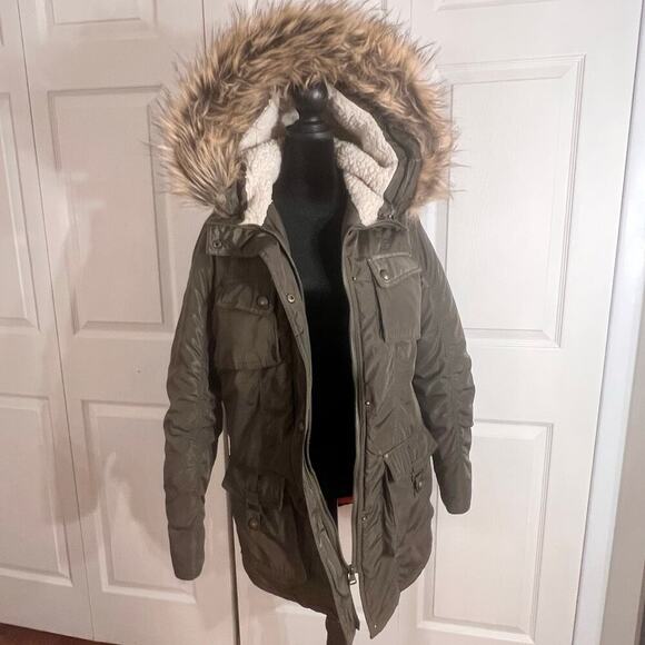 Madden Girl Olive Green Parka with Faux Fur Hood - Picture 4 of 10
